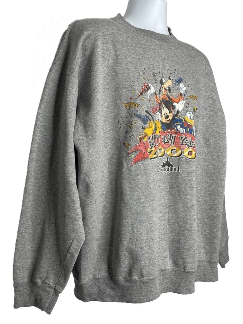 Vintage Y2K Disneyland Crew Neck Sweatshirt Size L/XL Heather Gray New Year 2000 - Picture 4 of 9